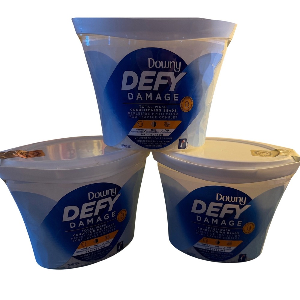 SEALED Downy Defy‎ Damage Total Conditioning Bead Unscented 3 Pack 19.5oz Each